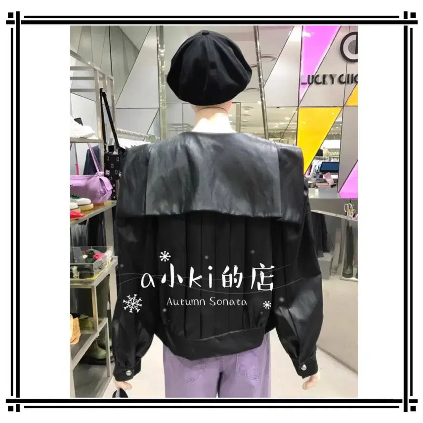 [BUNJANG] Lucky Chouette Eco Leather Jacket / (@땡처리)럭키 슈에뜨 에코래더 자켓 38(~100)