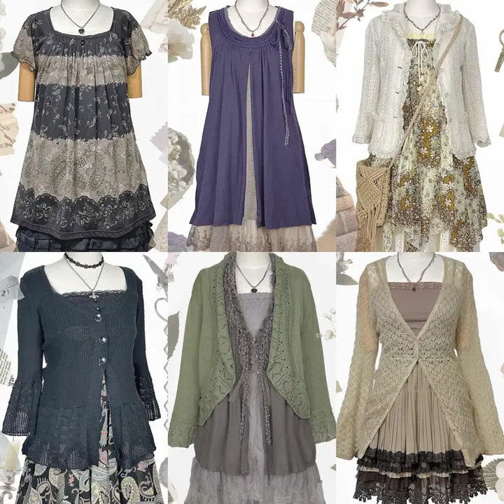 [BUNJANG] Vintage Y2K Ethnic Lace Skirt / 일본빈티지y2k에스닉히피모리걸하구미룩셔링레이스스커트치마가디건원피스나시니트
