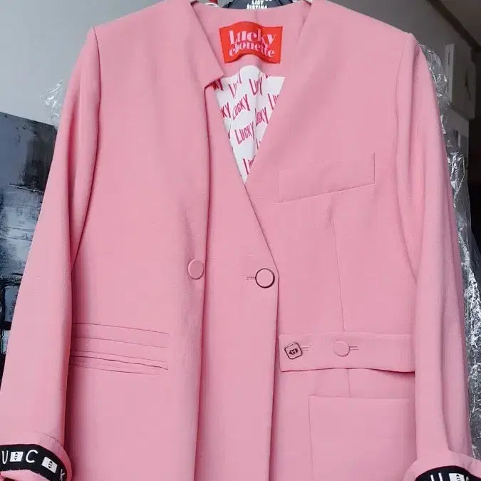 [BUNJANG] Lucky Chouette Pink Blazer Jacket / 럭키슈에뜨 핑크 블레이저 자켓