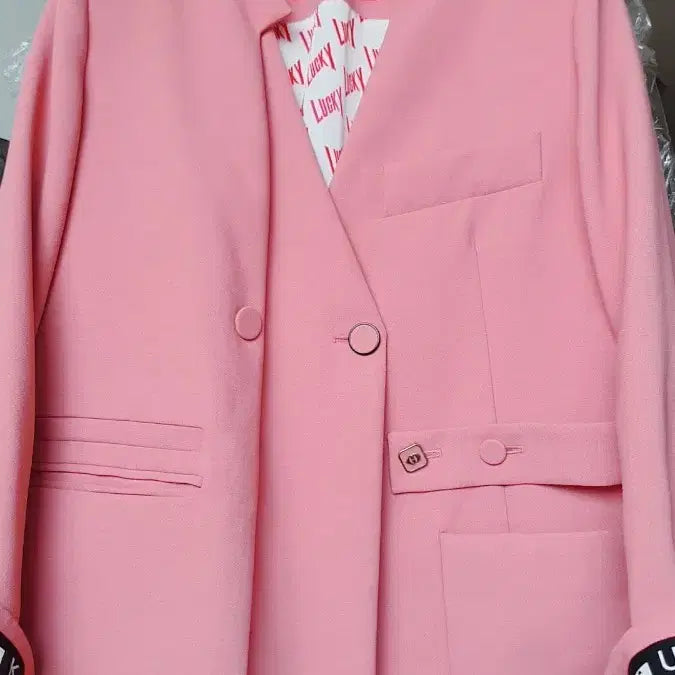 [BUNJANG] Lucky Chouette Pink Blazer Jacket / 럭키슈에뜨 핑크 블레이저 자켓