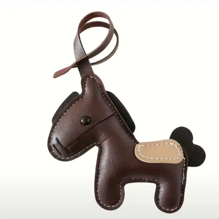 [BUNJANG] Leather Horse Doll Keyring - Brown / 가죽 말 인형 키링 브라운(새상품)