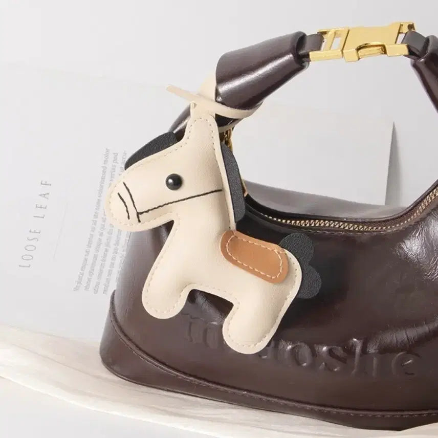 [BUNJANG] Leather Horse Doll Keyring - Brown / 가죽 말 인형 키링 브라운(새상품)