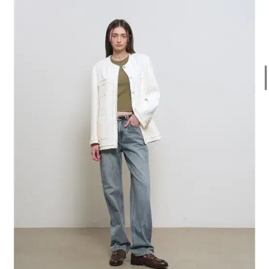 [BUNJANG] General Idea Ivory Spring Tweed Jacket (M) / (제너럴아이디어 브랜드) 아이보리 봄 트위드자켓(M)