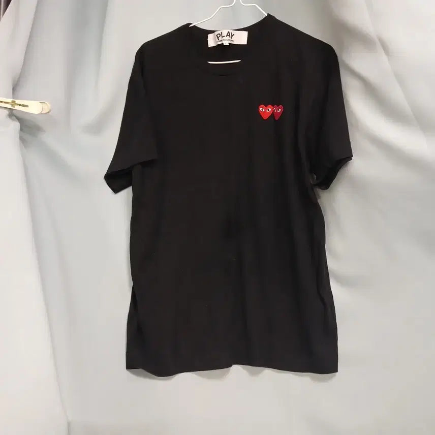 [BUNJANG] Comme des Garcons Double Heart Black T-shirt / 꼼데가르송 더블 하트 블랙 반팔 티셔츠 L
