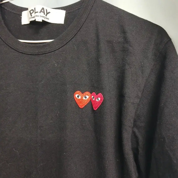 [BUNJANG] Comme des Garcons Double Heart Black T-shirt / 꼼데가르송 더블 하트 블랙 반팔 티셔츠 L