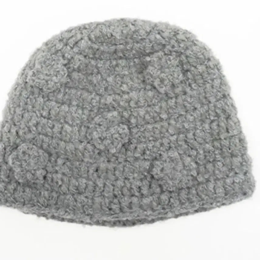 [BUNJANG] Unknown Floral Beanie - Gray / 부클 플라워 비니_그레이