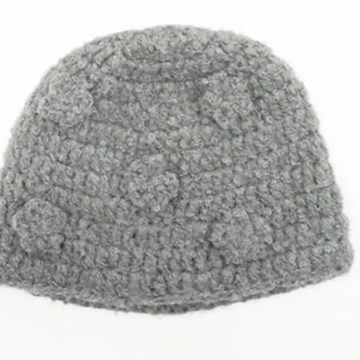 [BUNJANG] Unknown Floral Beanie - Gray / 부클 플라워 비니_그레이