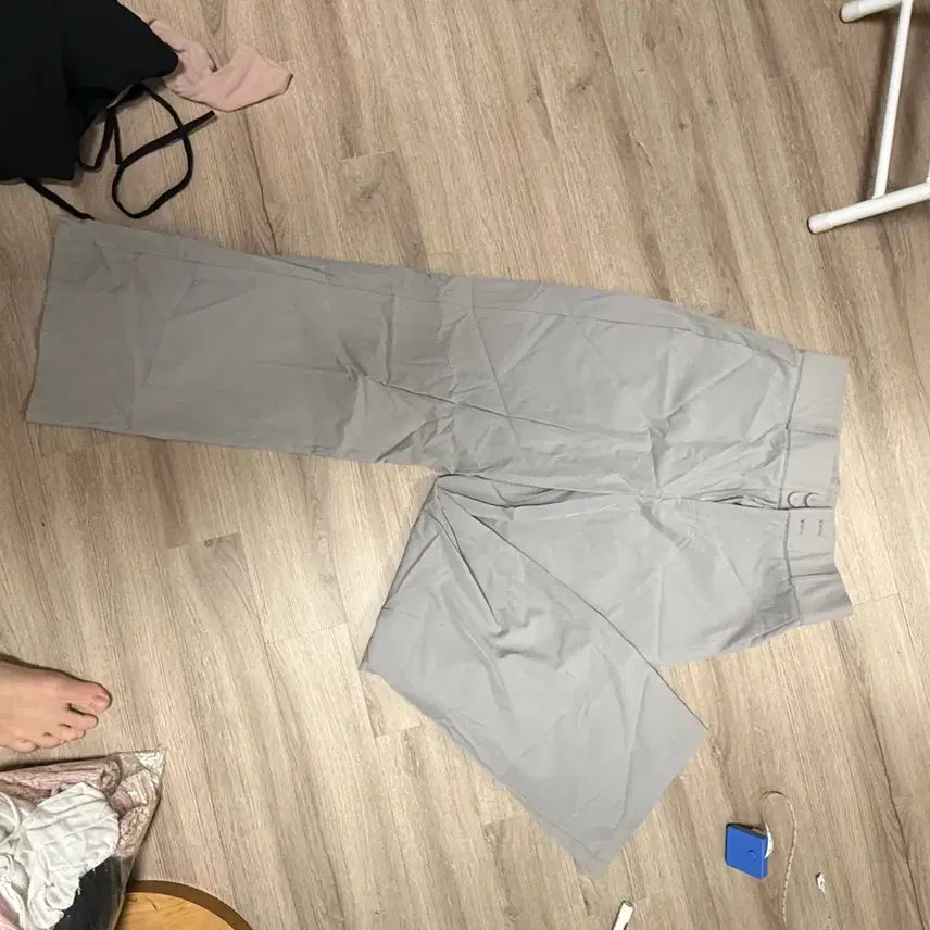 [BUNJANG] Gray Banding Wide Slacks / 회색 밴딩 와이드 슬랙스