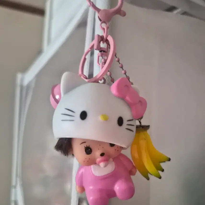 [BUNJANG] Hello Kitty Baby Monchhichi Keychain / 헬로키티 아기 몬치치