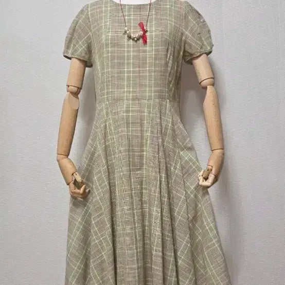[BUNJANG] CULTURE CALL Check Flare Short Sleeve Dress / 컬쳐콜 체크 플레어 반팔 원피스 S