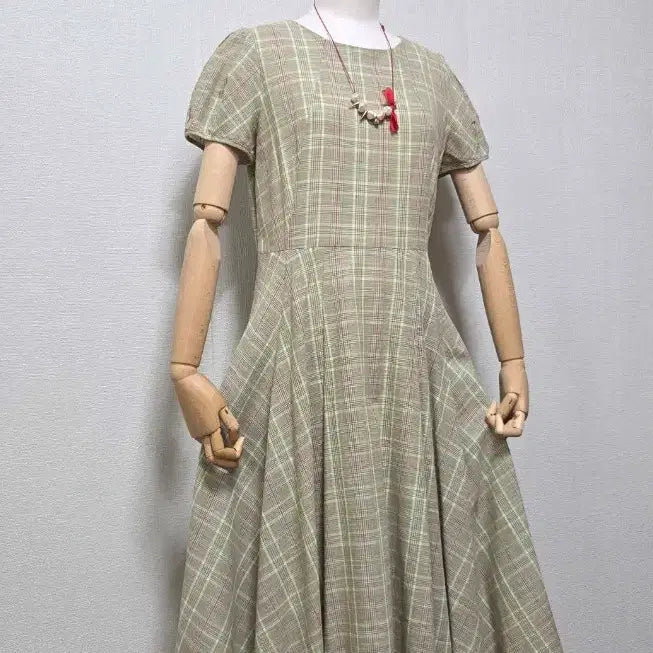 [BUNJANG] CULTURE CALL Check Flare Short Sleeve Dress / 컬쳐콜 체크 플레어 반팔 원피스 S