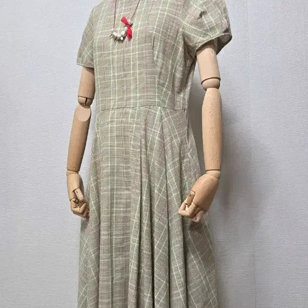 [BUNJANG] CULTURE CALL Check Flare Short Sleeve Dress / 컬쳐콜 체크 플레어 반팔 원피스 S