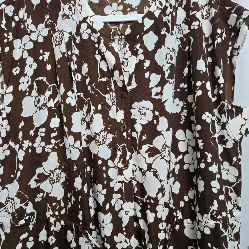 [BUNJANG] Celebshop Brown Flower Pattern Strap Dress Size 95 / 셀렙샵 브라운 플라워 패턴 끈 원피스 95