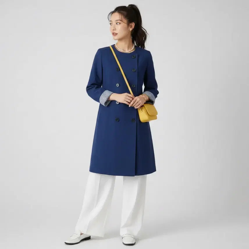 [BUNJANG] LES MUES Checkered Royal Blue Double Button Jacket / [새상품] 일본 LES MUES 체크 배색 로열블루 더블버튼 자켓 (M)