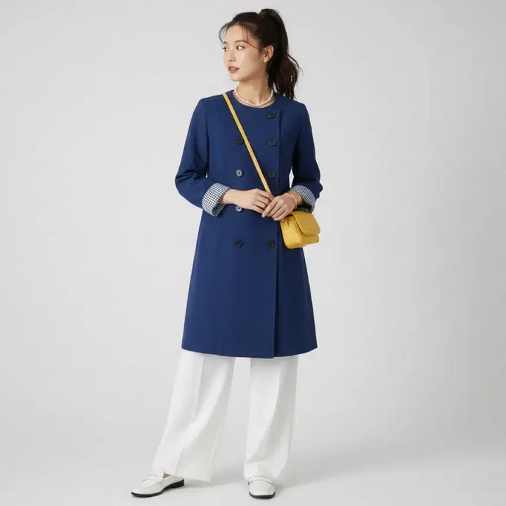 [BUNJANG] LES MUES Checkered Royal Blue Double Button Jacket / [새상품] 일본 LES MUES 체크 배색 로열블루 더블버튼 자켓 (M)