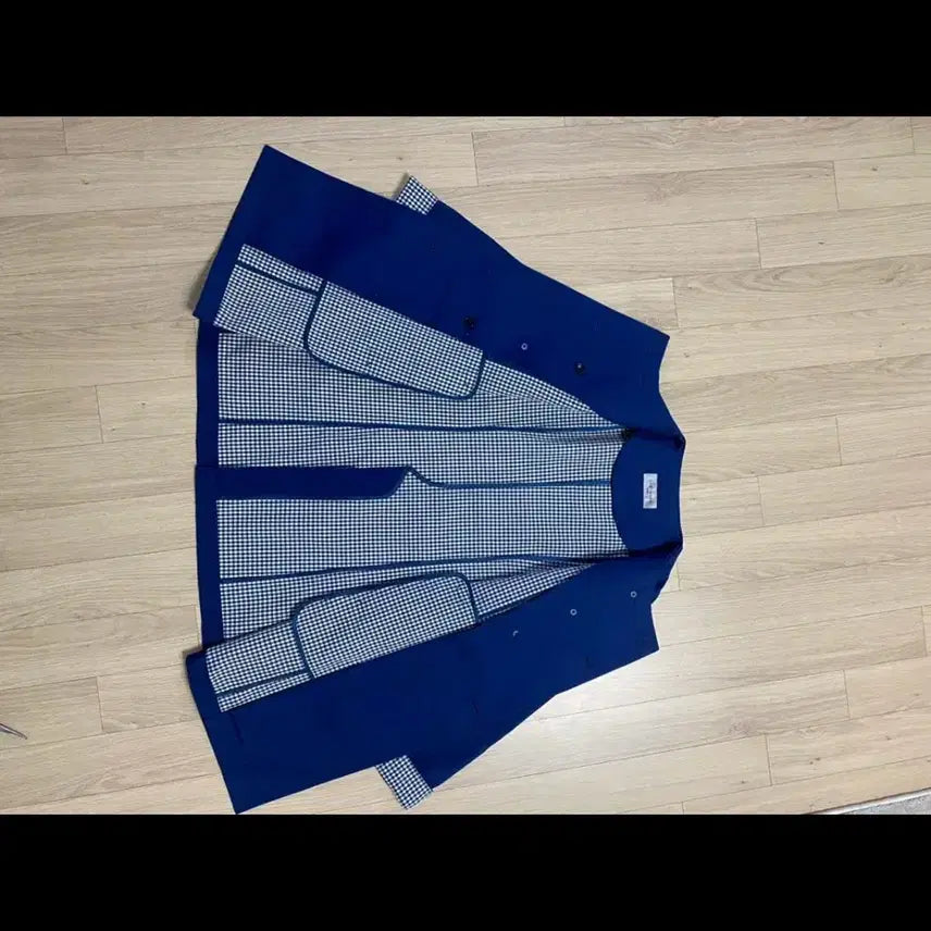 [BUNJANG] LES MUES Checkered Royal Blue Double Button Jacket / [새상품] 일본 LES MUES 체크 배색 로열블루 더블버튼 자켓 (M)