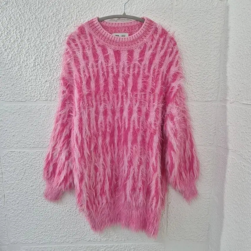 [BUNJANG] Zara Maison Special Pink Fur Knit Sweater / 자라 메종스페셜 핑크 퍼 니트 스웨터