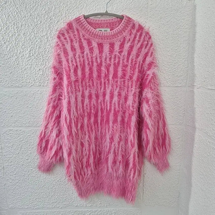 [BUNJANG] Zara Maison Special Pink Fur Knit Sweater / 자라 메종스페셜 핑크 퍼 니트 스웨터