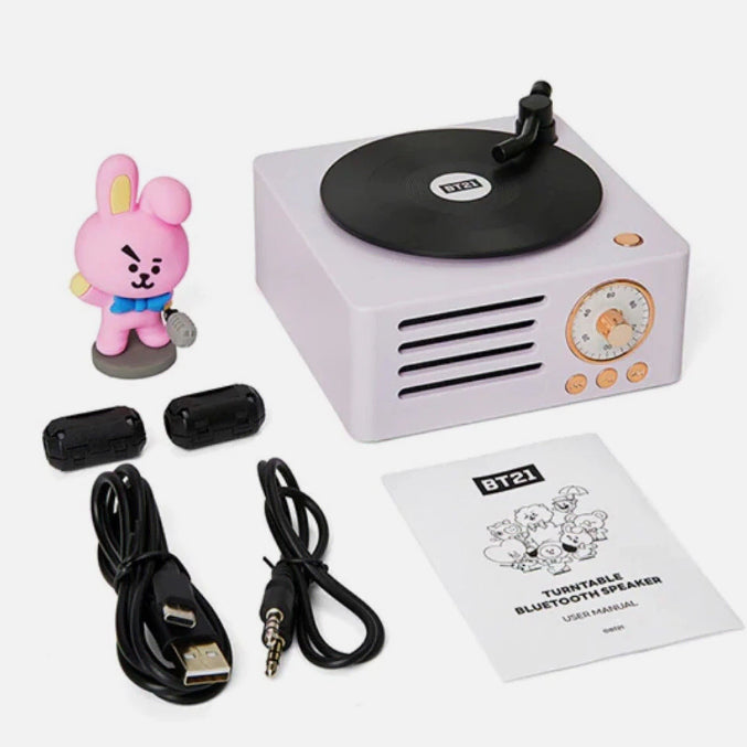 [BUNJANG] BT21 COOKY Bluetooth Turntable Speaker / BTS BT21 턴테이블 블루투스 스피커 쿠키 새제품