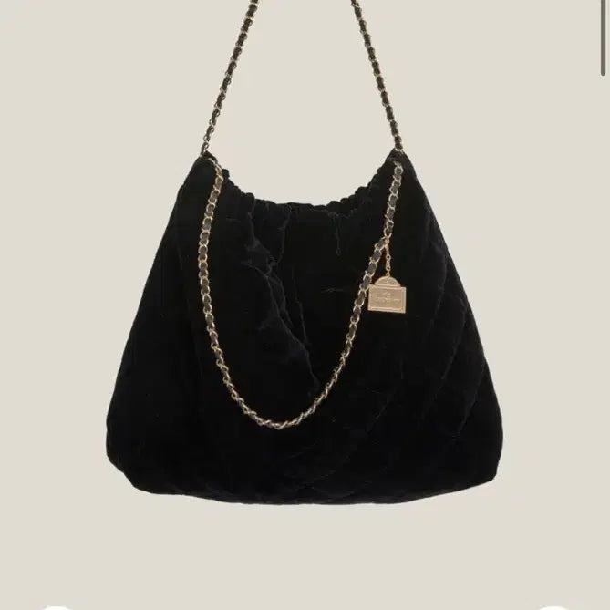 [BUNJANG] Rude Eugenia 20K Gold Chain Velvet Hobo Bag / 뤼드유제니 20k골드체인 벨벳 호보백(착샷O)