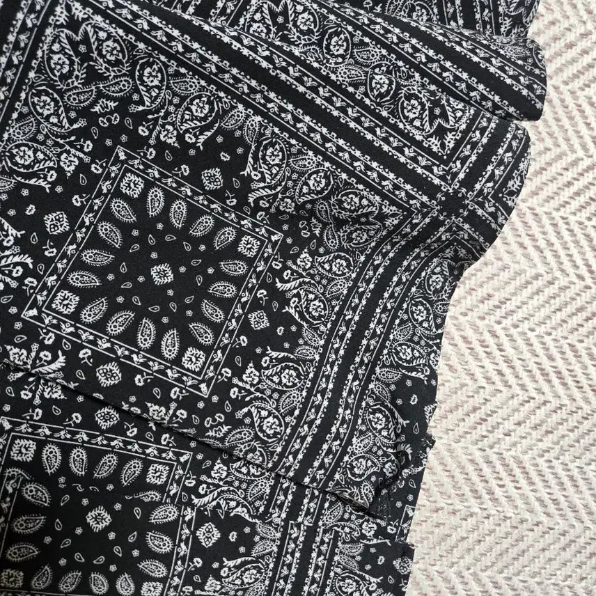 [BUNJANG] 패턴 롱 원피스 셔츠형 블랙롱원피스 / 패턴 롱 원피스 셔츠형 블랙롱원피스