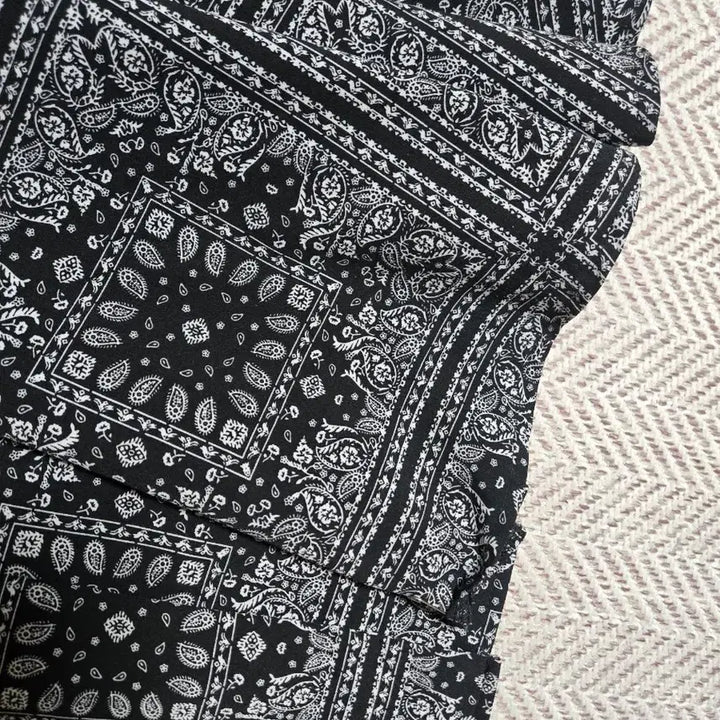 [BUNJANG] 패턴 롱 원피스 셔츠형 블랙롱원피스 / 패턴 롱 원피스 셔츠형 블랙롱원피스