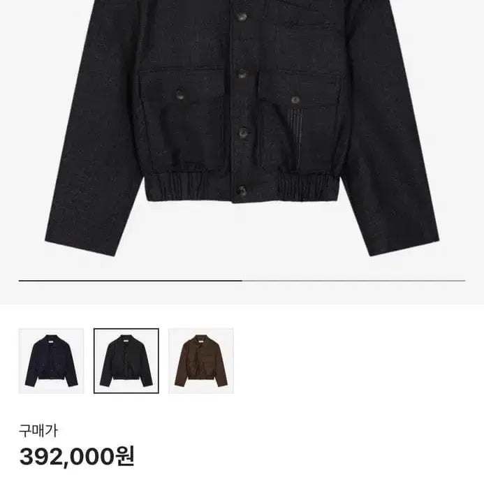 [BUNJANG] Waviness Epaulet Crop Blouson - Melange Charcoal / 웨이비니스 Epaulet Crop Blouson - 멜란지 차콜