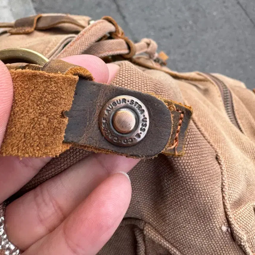 [BUNJANG] Vintage Leather Detail Canvas Backpack / 빈티지 레더 디테일 캔버스 백팩