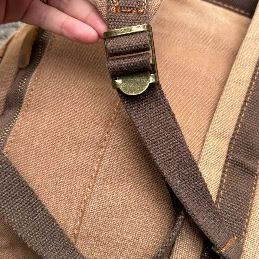 [BUNJANG] Vintage Leather Detail Canvas Backpack / 빈티지 레더 디테일 캔버스 백팩