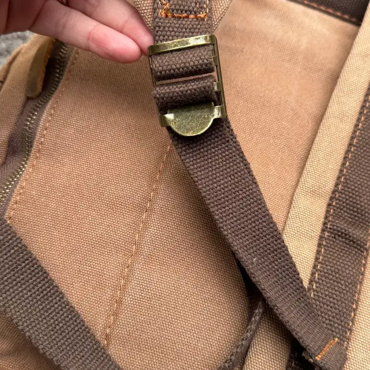 [BUNJANG] Vintage Leather Detail Canvas Backpack / 빈티지 레더 디테일 캔버스 백팩