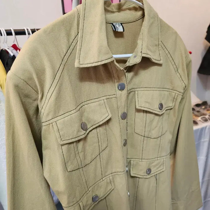 [SOLD OUT] 카키색 포켓 롱 셔츠 원피스