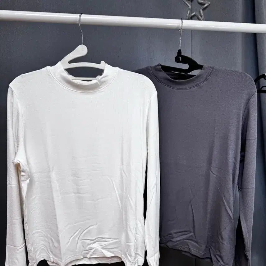 [BUNJANG] Unbranded Ribbed Mock Neck Long Sleeve T-Shirt Set / 창고정리 만원에 2장  여성 골지 반목 긴팔티 10호세트