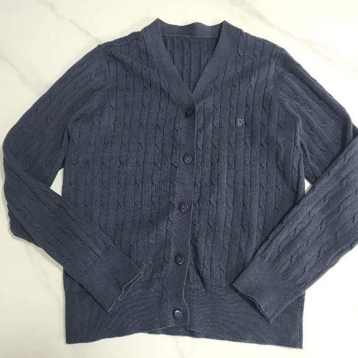 [BUNJANG] Cable Knit Cardigan - Dark Navy (55-Slim 66) / 케이블 니트 가디건 짙은네이비(55-날씬66)