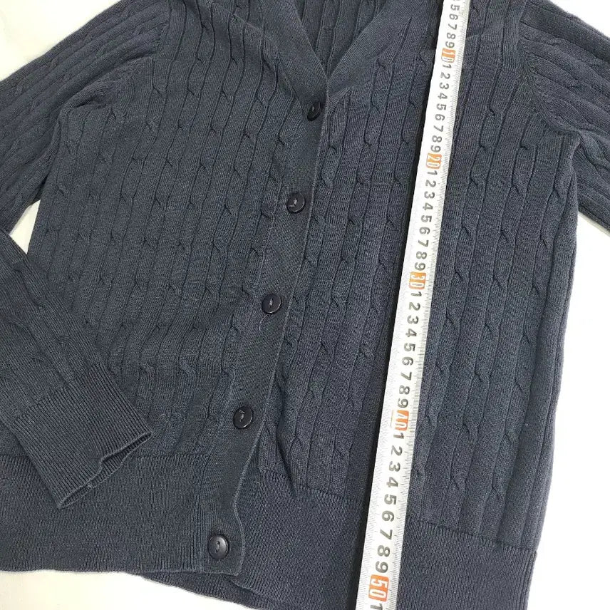 [BUNJANG] Cable Knit Cardigan - Dark Navy (55-Slim 66) / 케이블 니트 가디건 짙은네이비(55-날씬66)