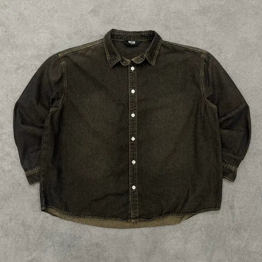 [BUNJANG] M Trillion Denim Shirt Black Washed Shirt / M Trillion 데님 셔츠 블랙 워싱 셔츠