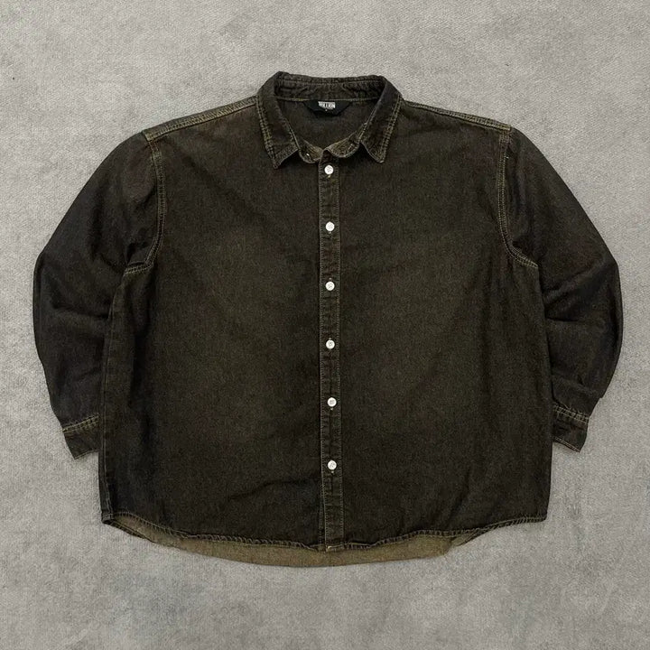 [BUNJANG] M Trillion Denim Shirt Black Washed Shirt / M Trillion 데님 셔츠 블랙 워싱 셔츠