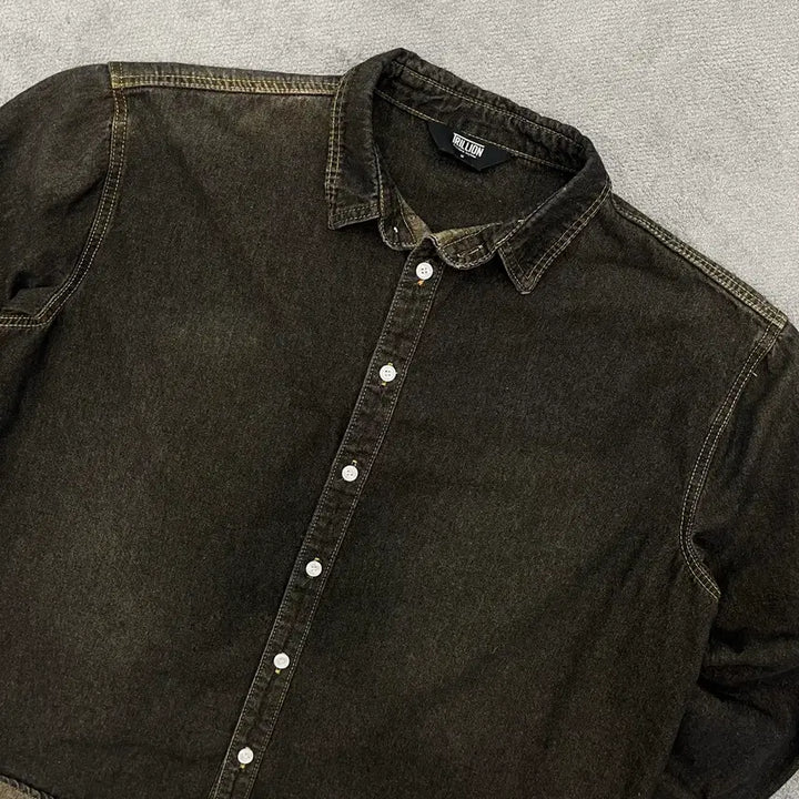 [BUNJANG] M Trillion Denim Shirt Black Washed Shirt / M Trillion 데님 셔츠 블랙 워싱 셔츠