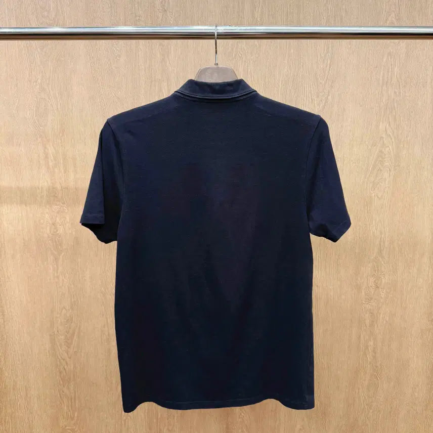 [BUNJANG] Donna Karan Half Zip PK Short Sleeve Shirt / 도나카란 하프 집업 PK 반팔 지퍼 디테일 화이트 가로 배색