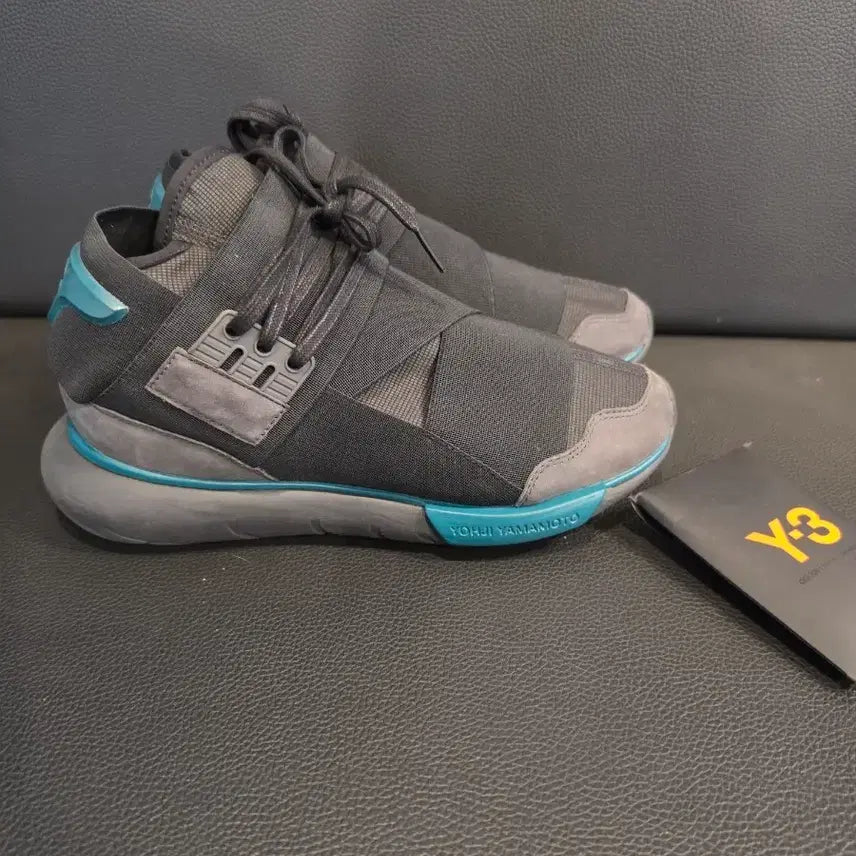 [BUNJANG] Y-3 Yohji Yamamoto Qasa High-Top Sneakers / Y-3 요지 야마모토 콰사 블랙/청록