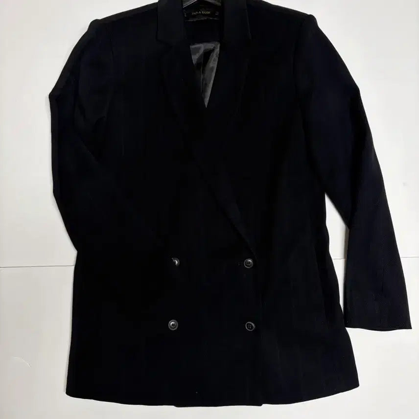 [BUNJANG] ZARA Striped Double-Breasted Blazer Black Size S / 자라 zara 스트라이프 더블 자켓 블랙 s사이즈