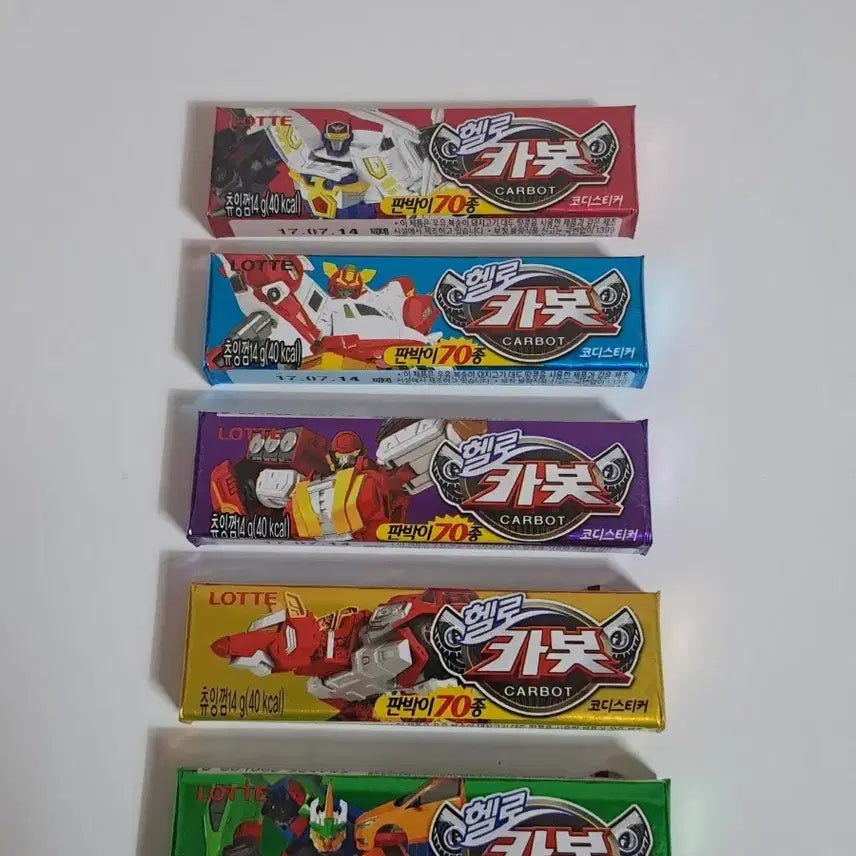 [BUNJANG] Lotte Hello Carbot Sticker Gum Set / 고전 [ 헬로 카봇 ] 롯데껌 코디스티커 판박이껌