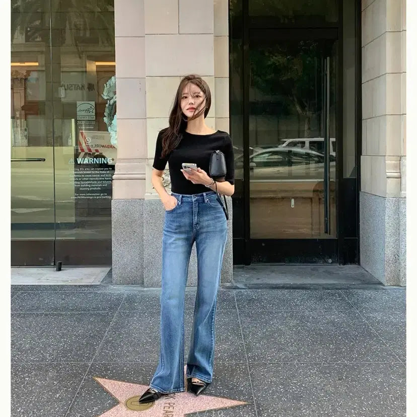[BUNJANG] Hawa Blue Hour Bootcut Denim Jeans / (미착용 새상품) 하와 블루아워 부츠컷데님 미디엄블루 sx / 베이직