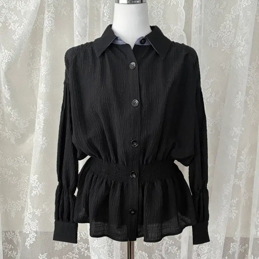 [SOLD OUT] 82-94-160)새상품 한섬 오즈세컨 스모킹 블라우스 블랙
