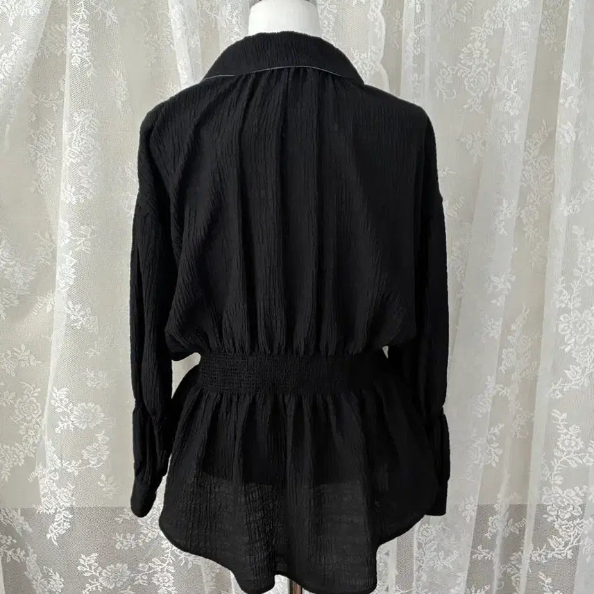 [SOLD OUT] 82-94-160)새상품 한섬 오즈세컨 스모킹 블라우스 블랙