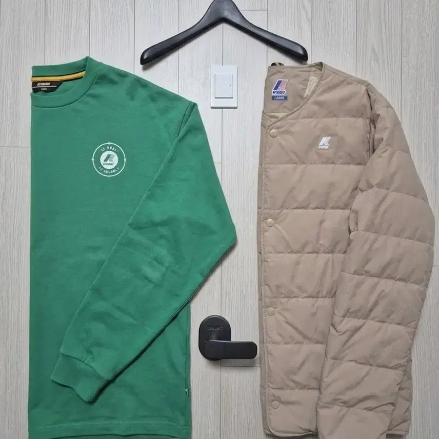 [BUNJANG] K-Way Long Sleeve T-Shirt + Padded Jumper / 까웨(K-Way) 롱슬리브 티셔츠 + 패딩 점퍼