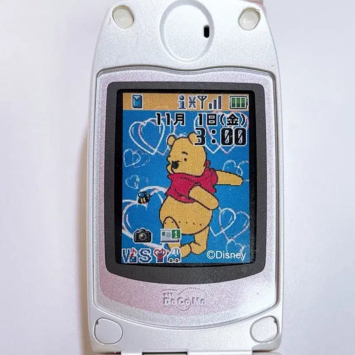 [BUNJANG] Docomo Strawberry Milk Pink Pooh Mockup Phone (Vintage Folder Phone) / 도코모 딸기우유핑크 푸우 목업폰 고전폰 폴더폰