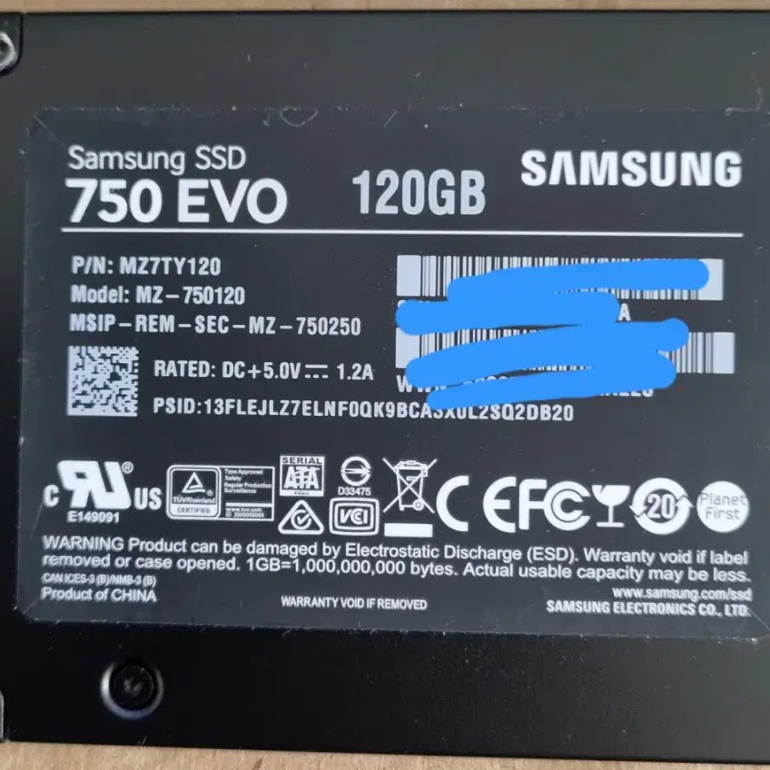 [BUNJANG] Samsung 750 EVO 120GB SSD Used / 무료배송 삼성 750 EVO 120G SSD 중고