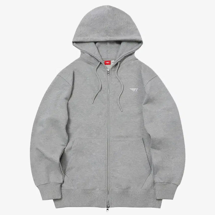 [BUNJANG] T1 Logo Gray Hoodie Jacket / T1 로고 회색 후드집업