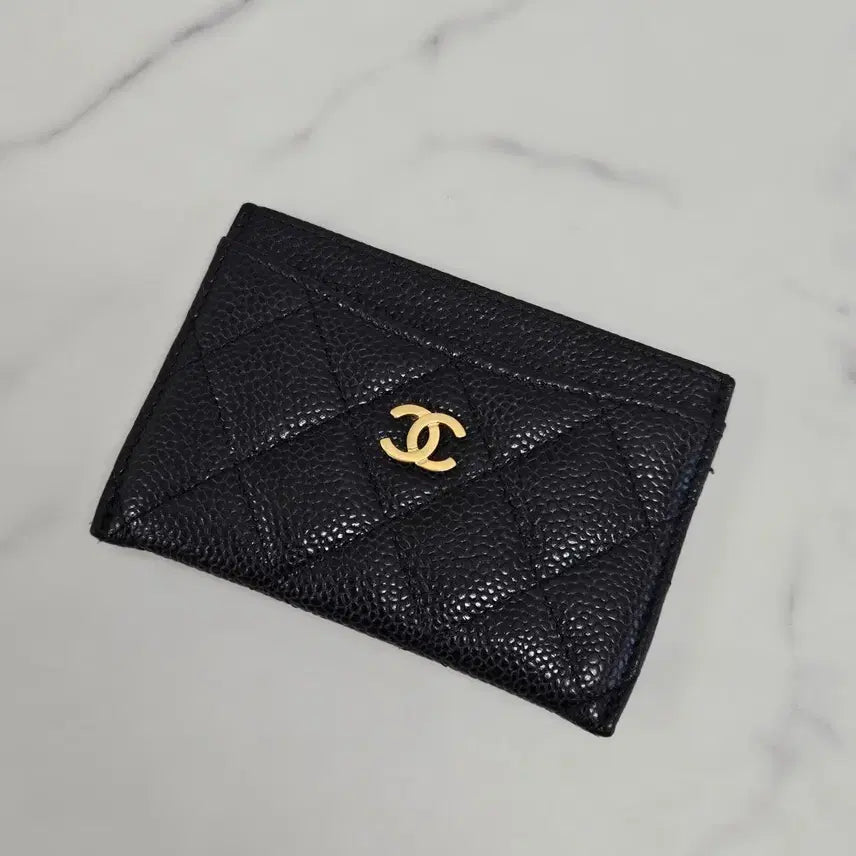 [BUNJANG] Chanel Caviar Card Holder Black Gold Hardware / 샤넬 캐비어 카드지갑 블랙 금장