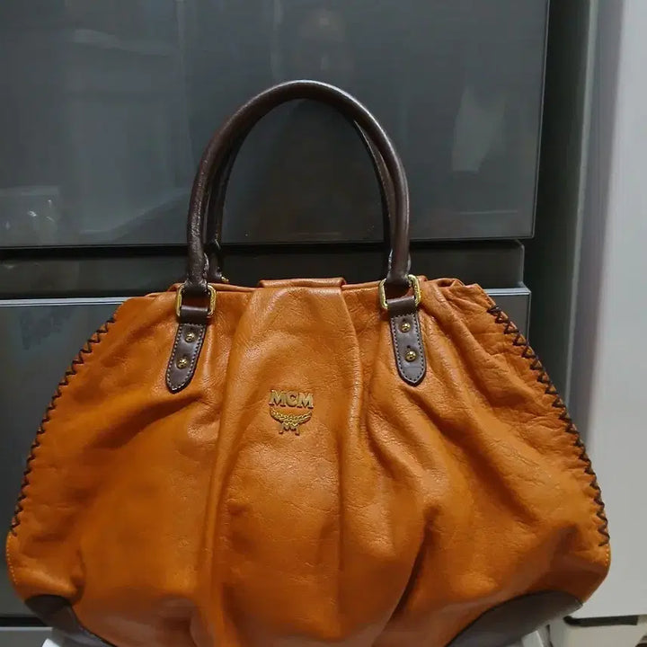 [BUNJANG] MCM Leather Tote Bag / MCM 오렌지 브라운 레더 토트백